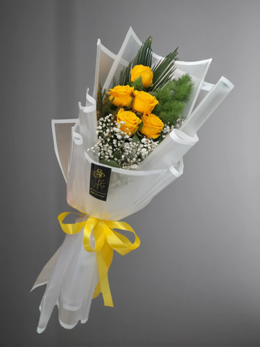 دسته گل رز زرد