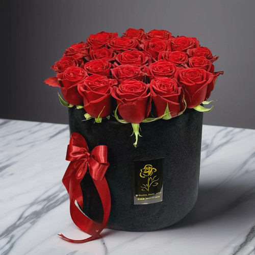 باکس گل رز ۲۰ شاخهای باکس مشکی | هدیه عاشقانه ارومیه | گل اورمو